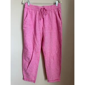 Pink J. Crew Linen Cotton Blend Pants Sz 6 w Elastic Waist & Pockets